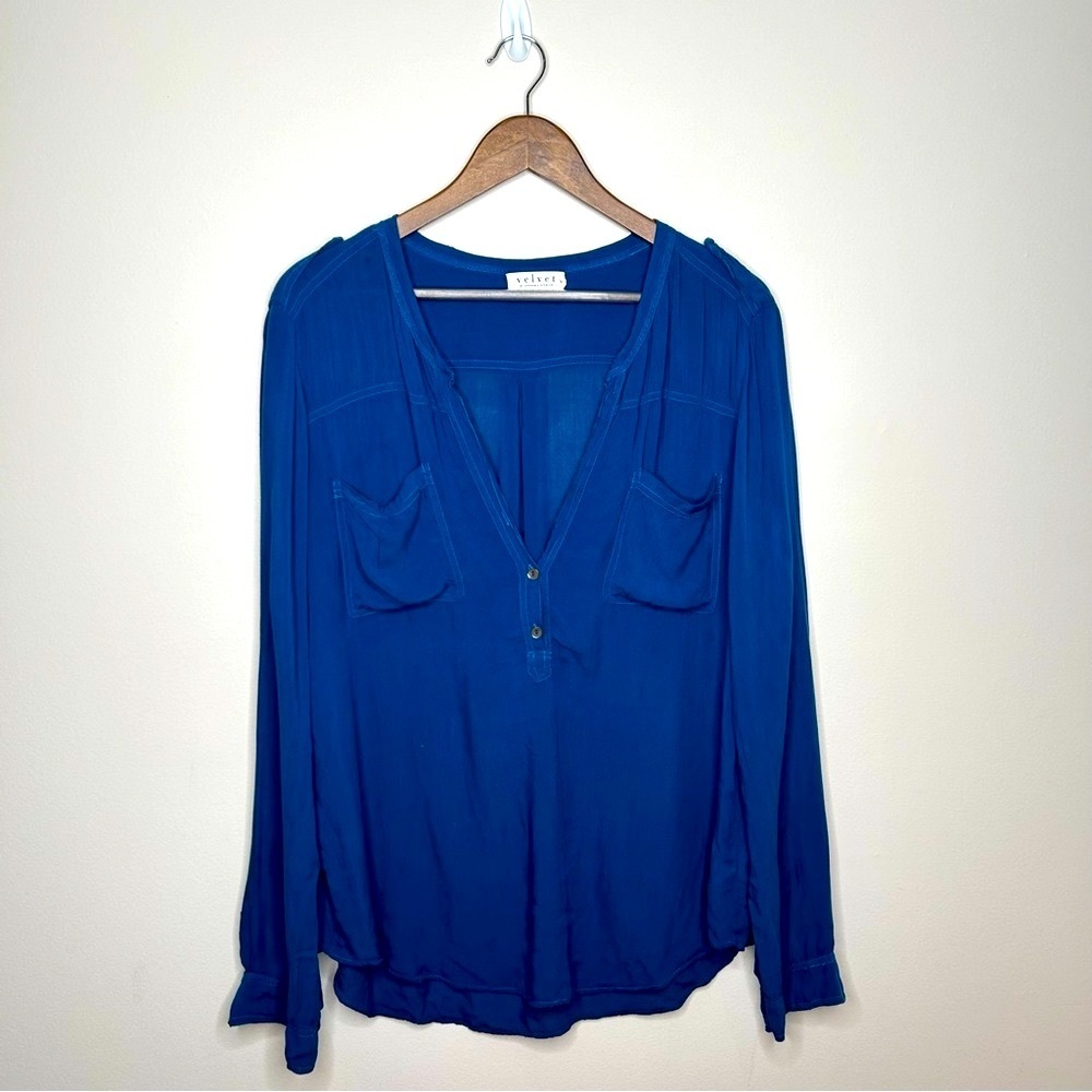 Velvet by Graham Spencer Long Sleeve Button Down Blue XL
